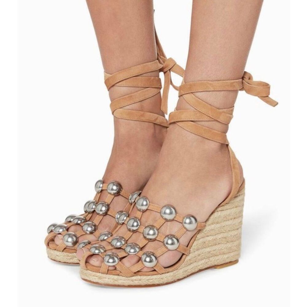 Alexander Wang Taylor Espadrille Wedge Strappy Sandals Shoes size 37 6.5